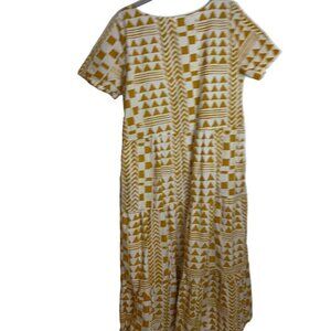 Global Mama Womens Dress Size XL Yellow Fair Trade Maxi Pockets Pure Cotton